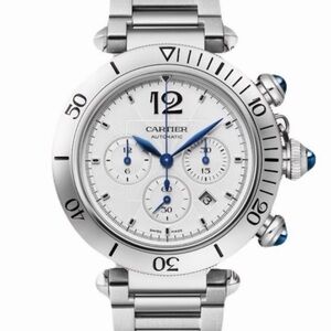 Pasha De Cartier   , Steel Chronograph with Alligator Strap